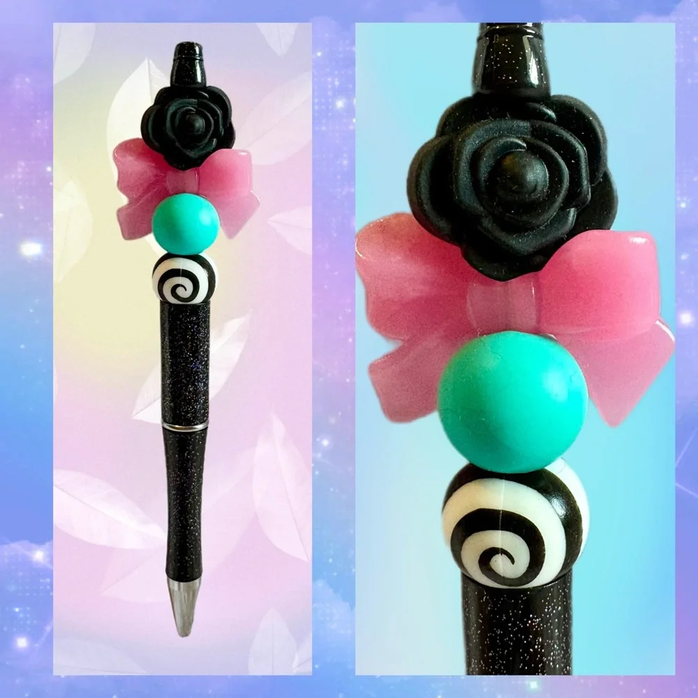 Emo Black Rose - Custom Colorful Ink Pen